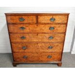 A 19th century mahogany chest with two short and four long graduated drawers on bracket feet,