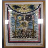 An unusual 19th century Masonic panel depicting a Masonic scene, 55cm x 62cm.