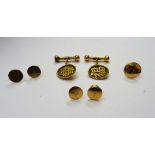 A pair of Asian gold cufflinks, the oval fronts with character motifs, detailed S.