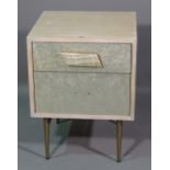 West Elm, a 20th century limed oak two drawer side table on tapering supports,