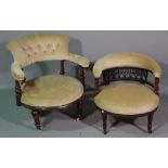 A similar pair of Victorian mahogany tub chairs, (2).