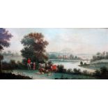 Continental School (19th century), Figures and animals in a pastoral landscape, oil on canvas,