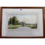 T. E. Smith of Nottingham (early 20th century), Towpath by the Thames, watercolour, 18cm x 35cm.