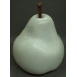Untitled; a large white ceramic pear, unsigned, 42cm high overall.