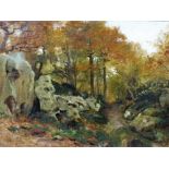 Paul Alfred de Curzon (1820-1895), Gorge aux loops, Fontainebleu, oil on canvas,