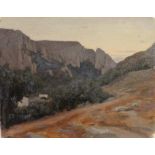 Paul Alfred de Curzon (1820-1895), Au pied des rochers de Capri, oil on paper; Capri; Cervara; Vico,