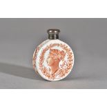 A Victorian silver mounted Royal Worcester porcelain scent bottle,
