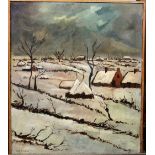 Albert Saverys (1886-1964), Winter landscape, oil on canvas, signed, 70cm x 60cm.