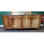 A large 19th century French side cabinet, the marble top (a.