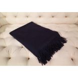 Katharine Pooley London; 100% cashmere navy blue throw, approx. 180cm x 140cm.