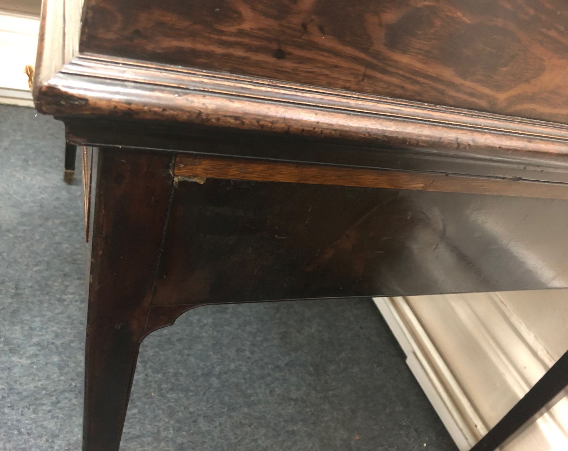 A George III mahogany tambor writing desk, the domed top shutter enclosing candle slides, - Image 8 of 8