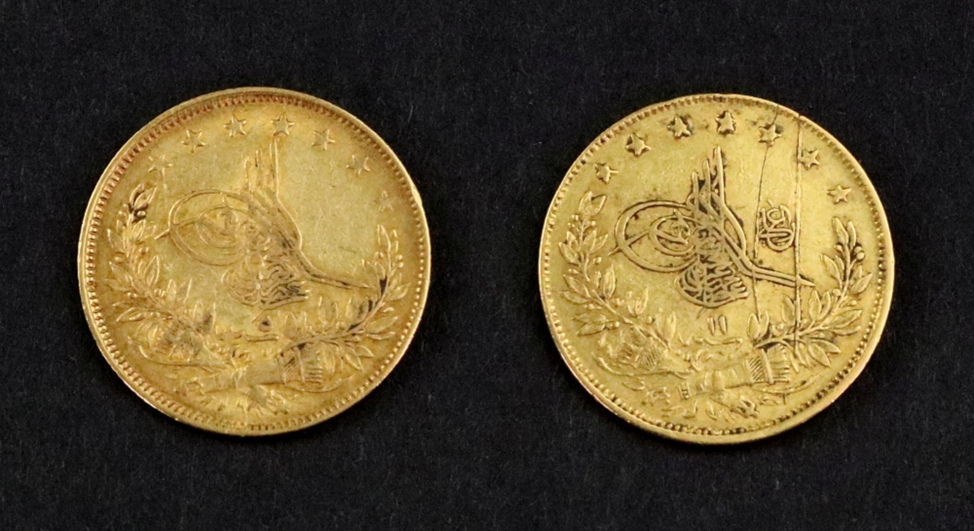 Turkey, Abdul Aziz (1861-1876), Gold 100-Piastres, AH 1277, year 5 (1864); another, - Image 2 of 2