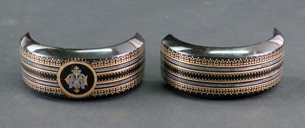 A Victorian tortoiseshell pique broad hinged bangle, currently in two pieces, - Image 3 of 10