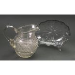 A Regency style baluster shape glass water jug, late 19th/early 20th century,