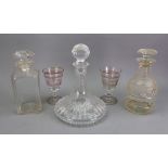 A George III style glass decanter, early 20th century, with stepped neck, diamond,