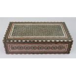 An Indian rectangular ivory inlaid and sadeliwork box, late 19th/early 20th century,