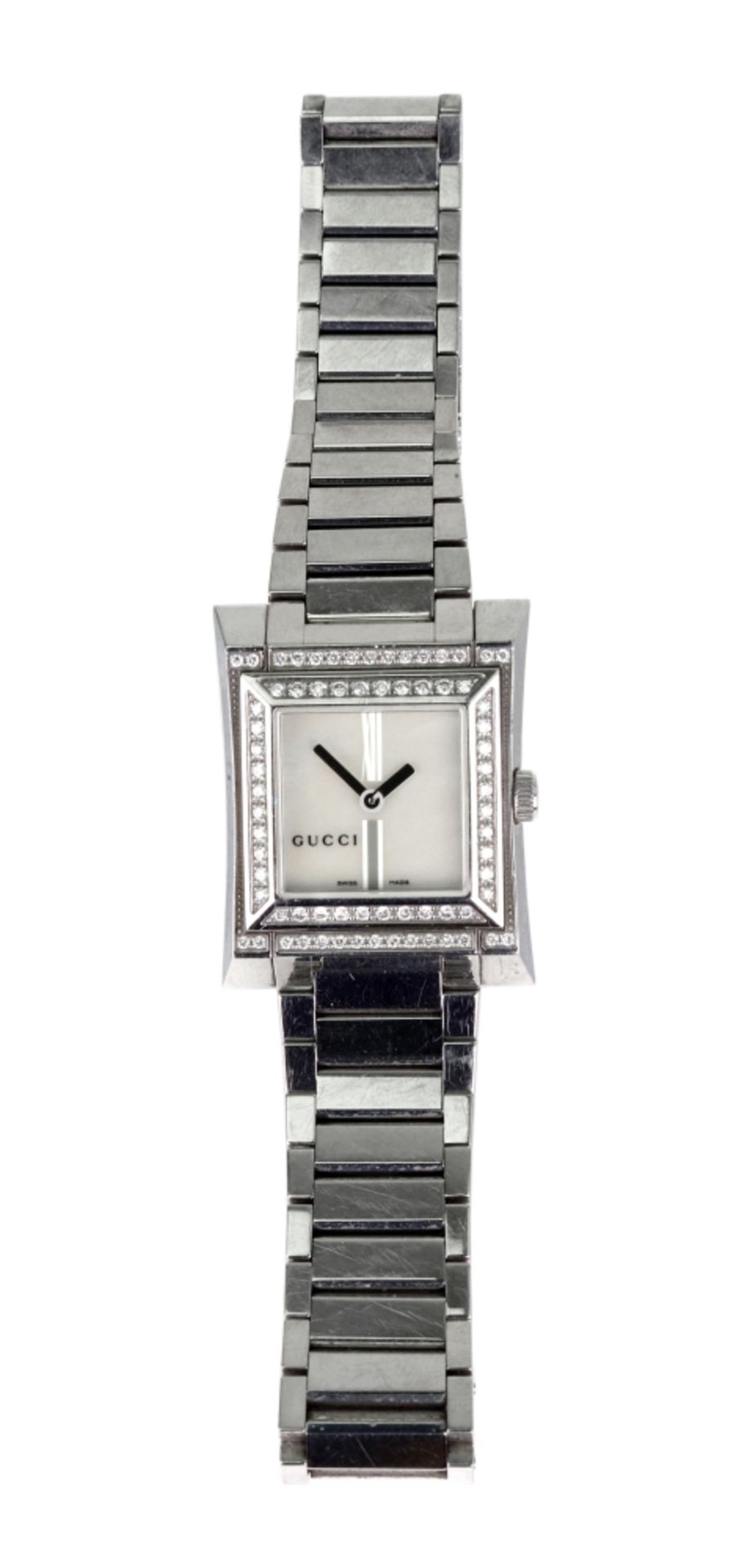 Gucci; a lady's stainless steel quartz bracelet wristwatch,