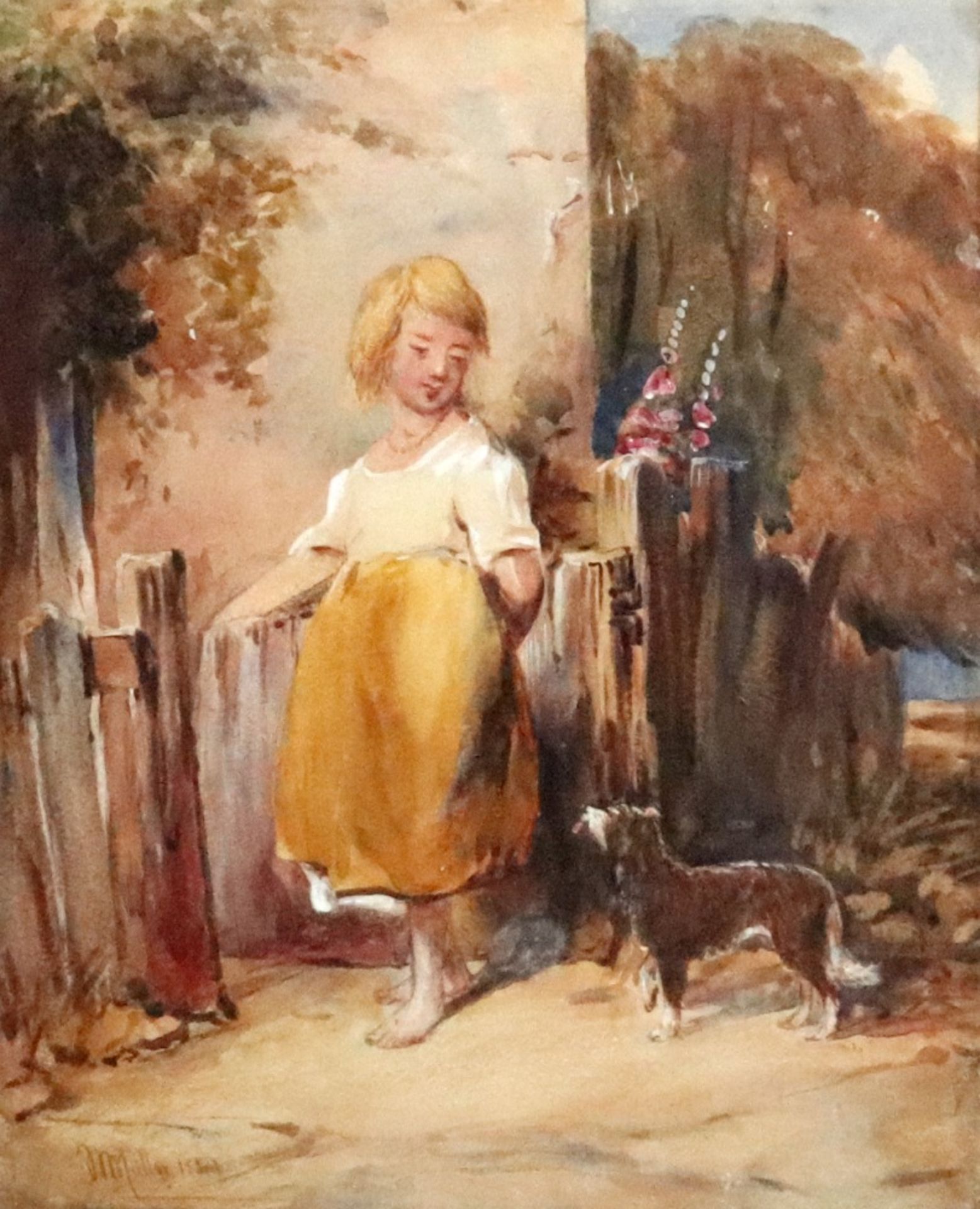 William James Muller (British, 1812-1845), A girl with her dog,