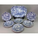 An English blue and white earthenware meat plate, early 19th century,