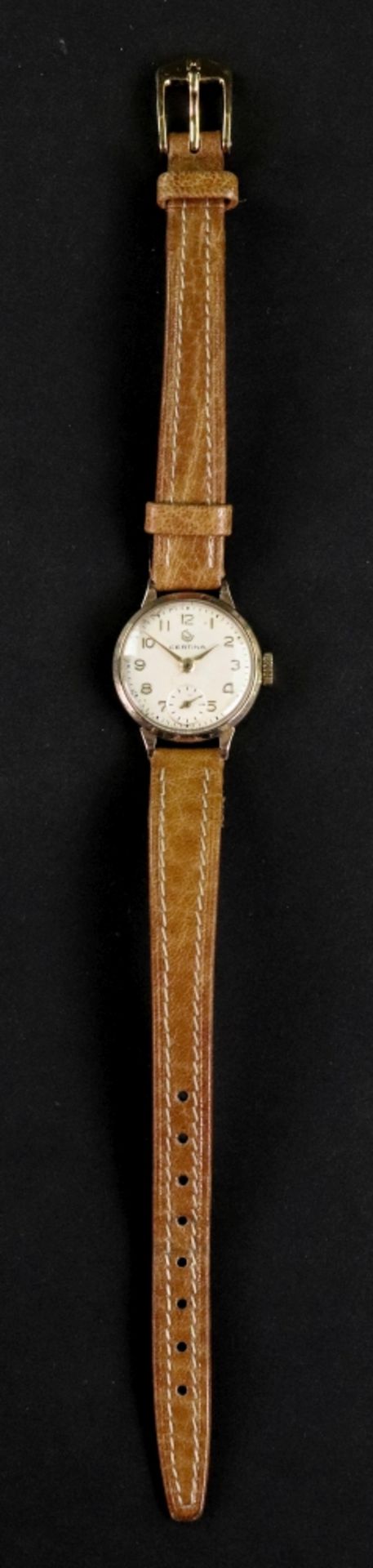 Certina; a lady's 9ct gold circular cased wrist watch. - Image 2 of 2