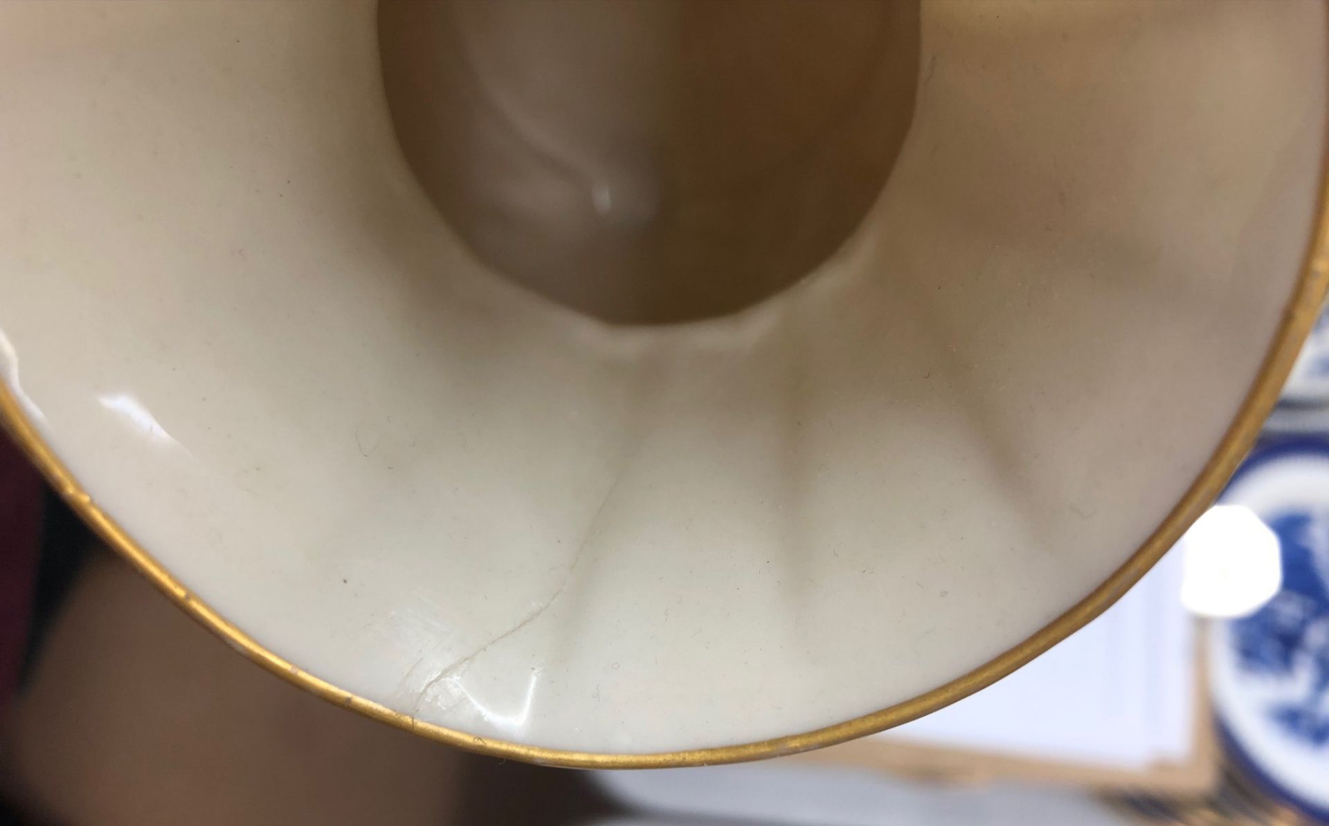 A Belleek cream glazed amphora, heightened with gilding, - Image 8 of 8