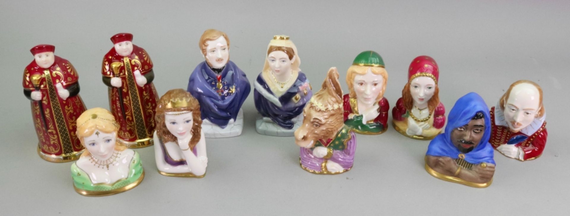 A collection of eleven modern Royal Worcester candle snuffers including Shakespeare's characters,