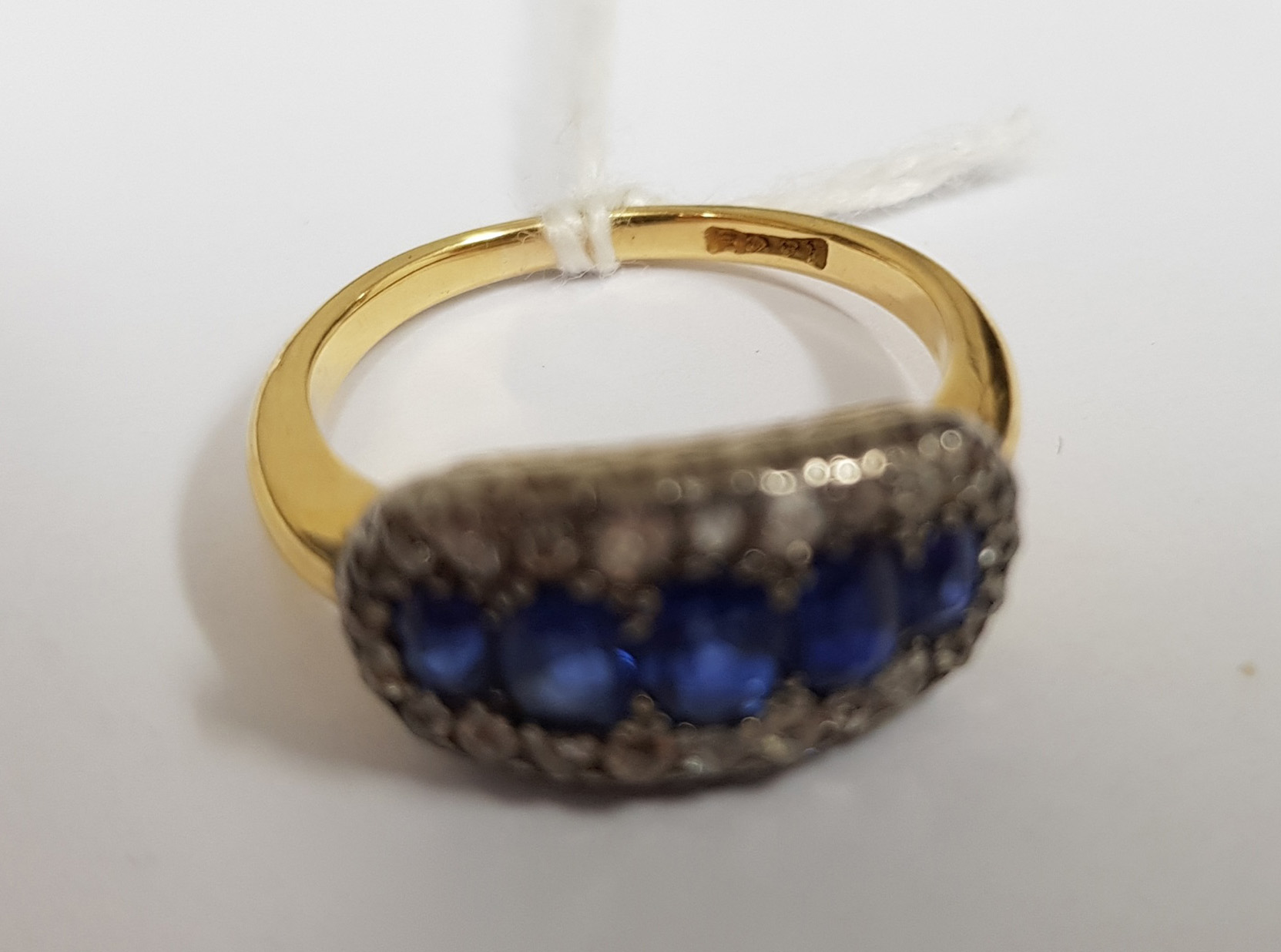 An early to mid 20th century gold, sapphire and diamond oval cluster ring, - Image 4 of 5