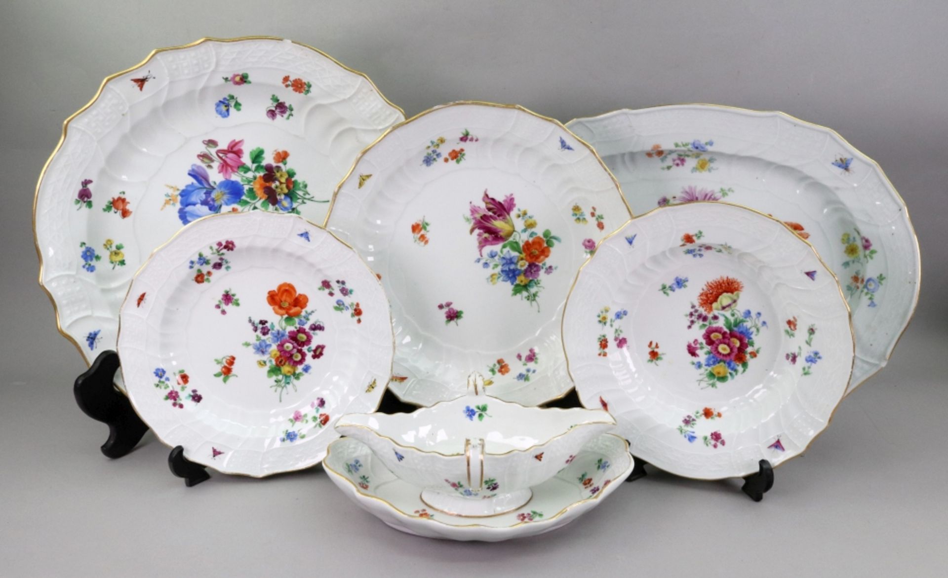 A Meissen composite porcelain fifty one piece part dinner service, late 19th century,