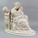Salvator Marchi: a French white plaster group, 19th century, modelled as the Madonna and child,