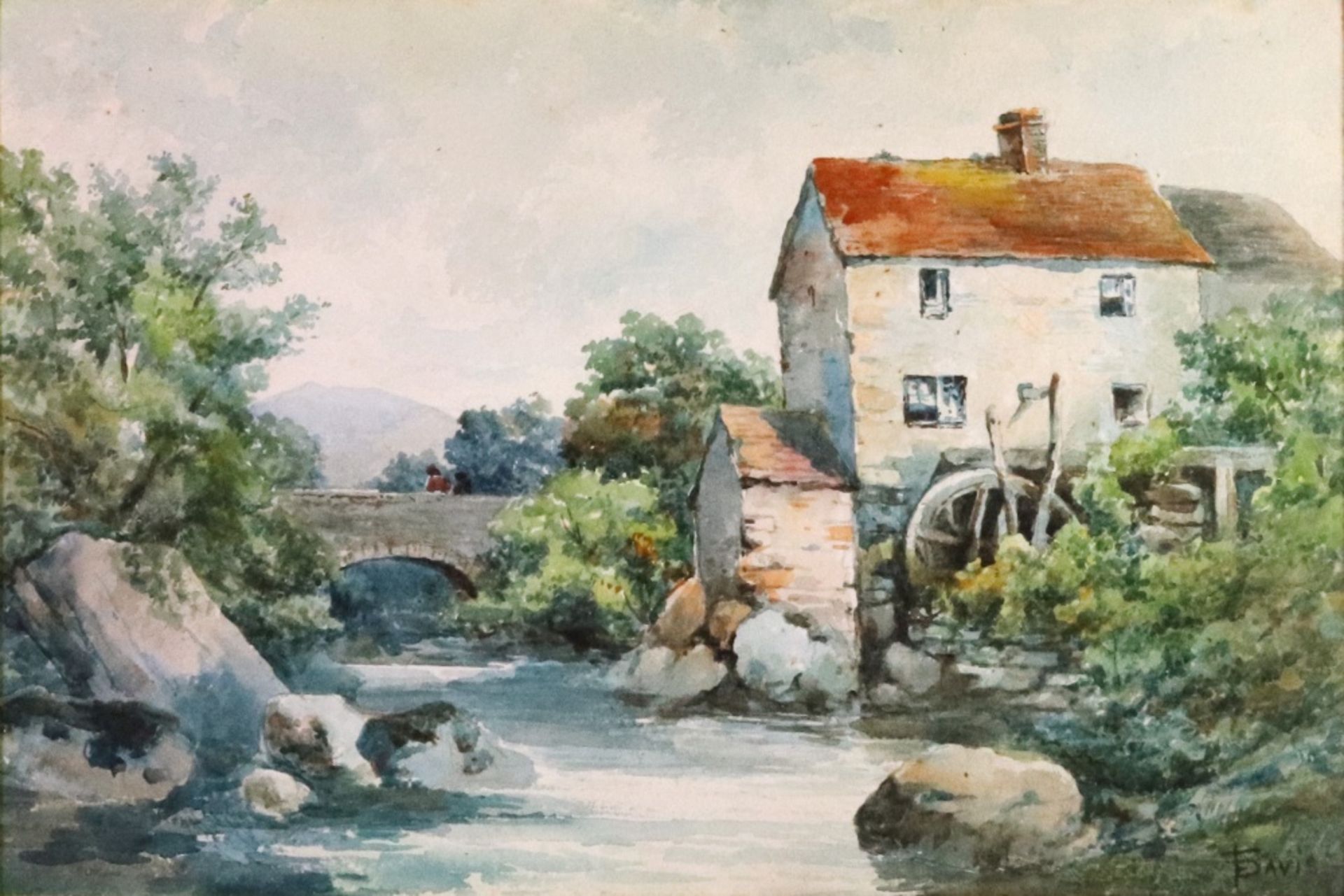 Frederick William Davis (British, 1862-1919), The Water Mill, signed 'F Davis' (lower right), - Image 3 of 4