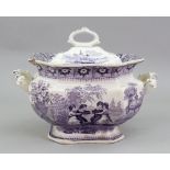 An English pottery two handed sauce tureen, circa 1830, of shaped outline,