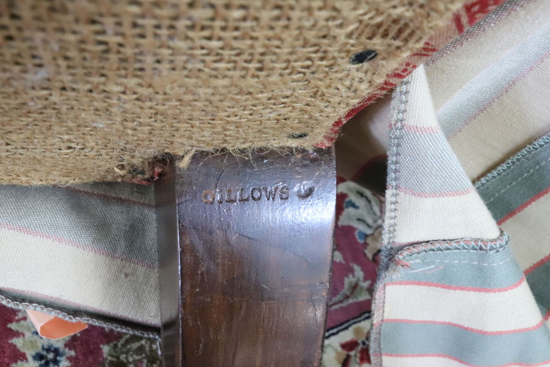 A late Victorian upholstered armchair, on turned mahogany legs and castors, - Image 3 of 8