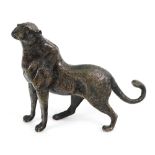 A bronze figure of a panther, 20th century, standing on all fours, 27cm wide.