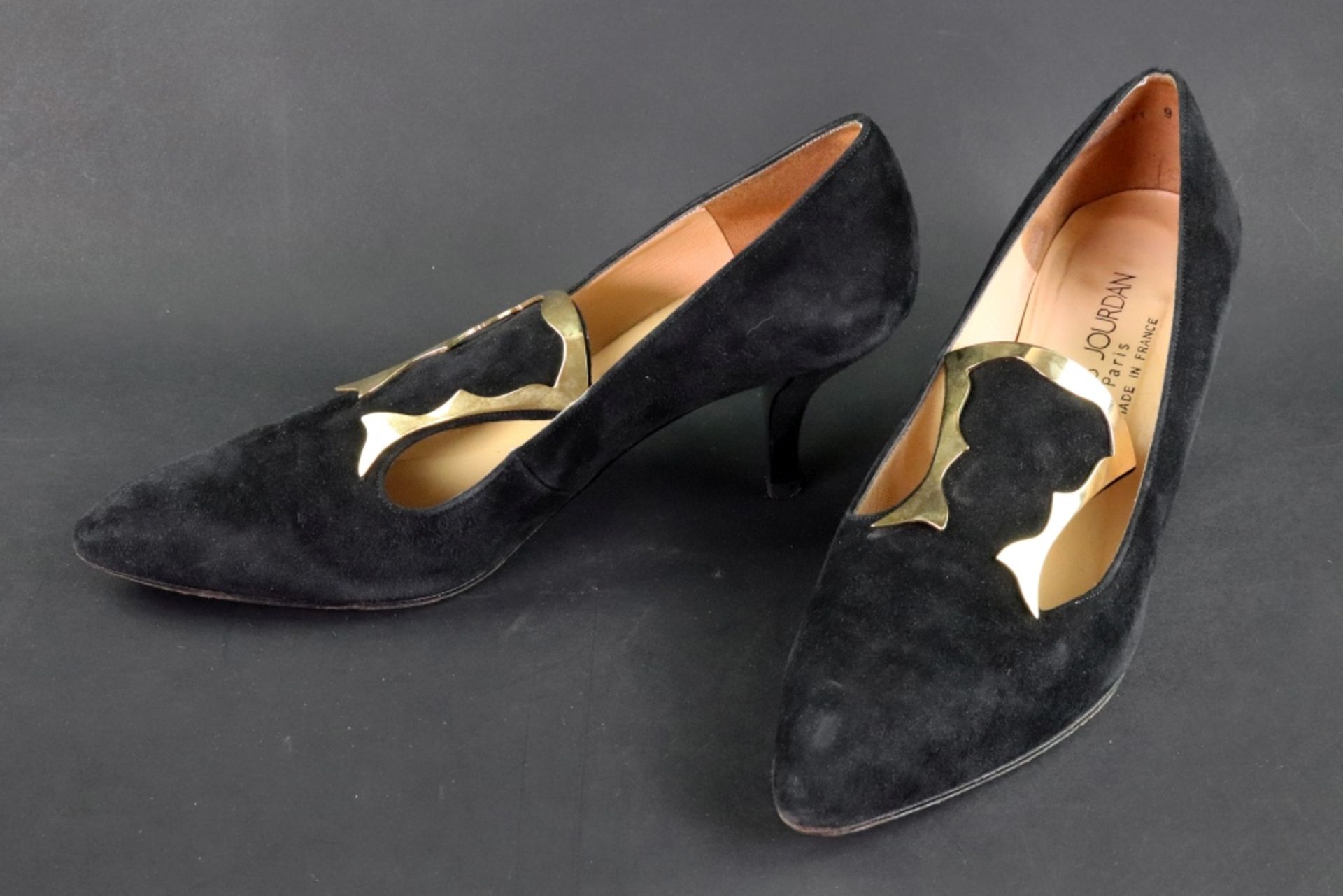 A pair of Charles Jourdan black suede and leather high heel shoes, - Image 3 of 4