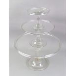 Three graduated glass Tazzi, late 18th/19th century, each with circular galleried rim,