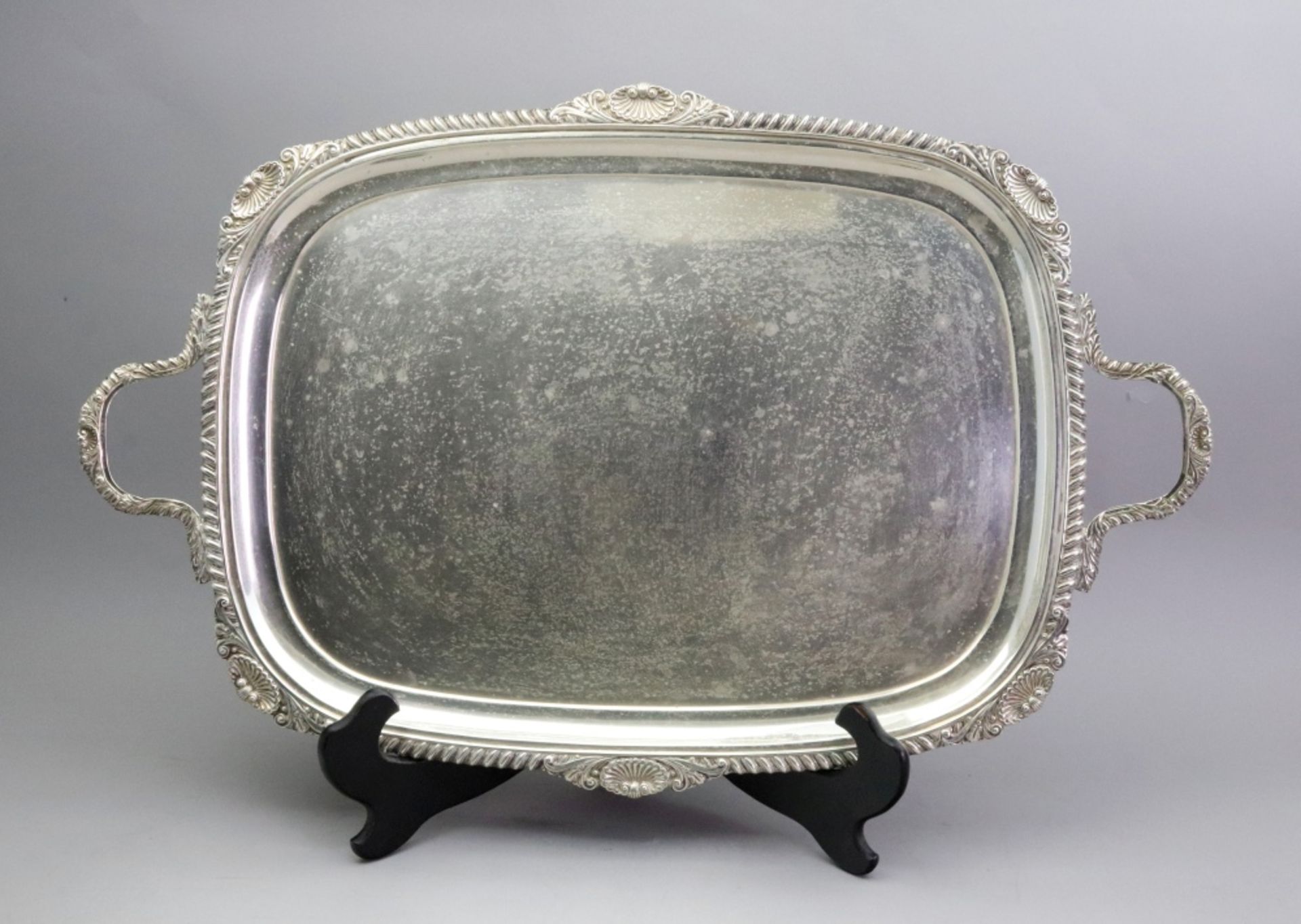 A George IV style silver two handled tea tray, William Hutton & Sons, London 1908, with shell, - Image 2 of 2