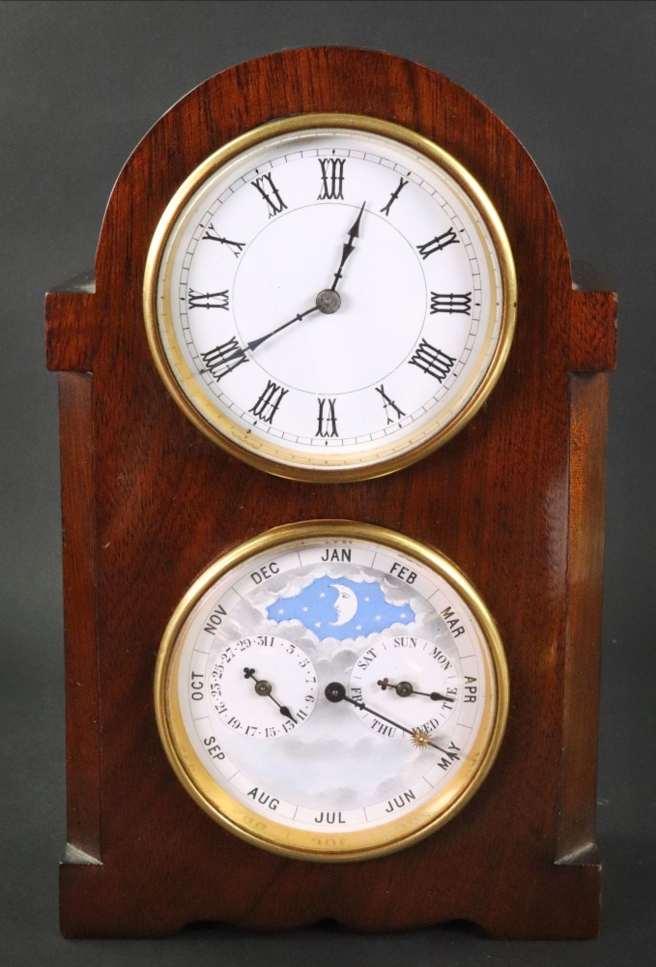 A French combined timepiece and calendar with moonphase, circa 1890, stamped D.H.