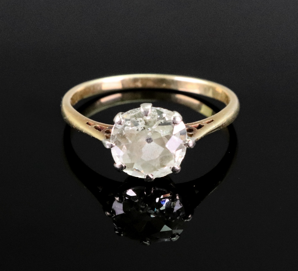 An early 20th century gold and diamond solitaire ring,