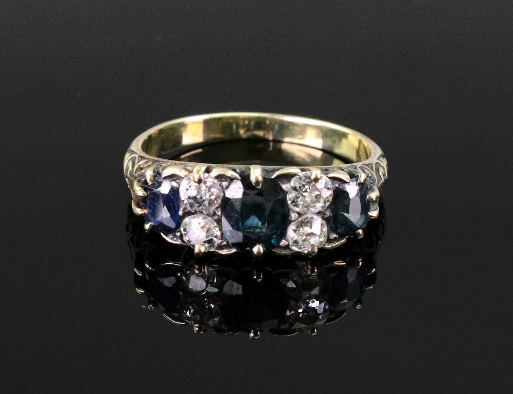 A sapphire and diamond seven stone ring,