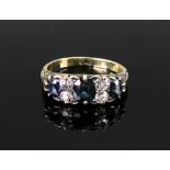 A sapphire and diamond seven stone ring,