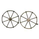 Of Submarine Interest; a pair of brass hydroplane control wheels from the submarine HMS Truculent,