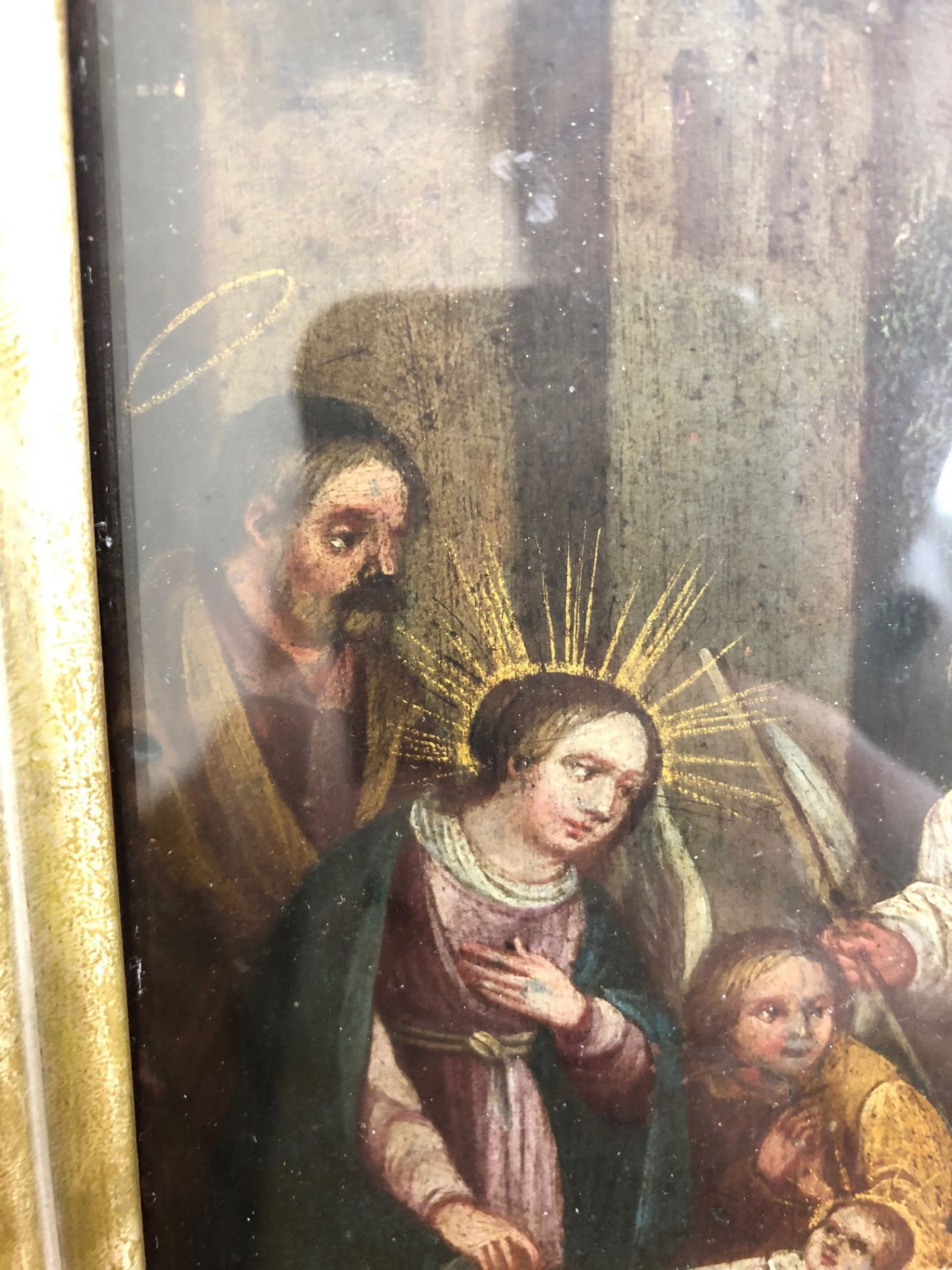 European School, 18th Century, Christ in a manger, oil on board, 15.5 x 11.5cm. - Image 4 of 6