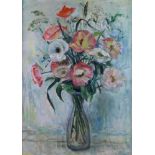 English School, 20th Century, Still life of flowers in a vase, signed and dated,