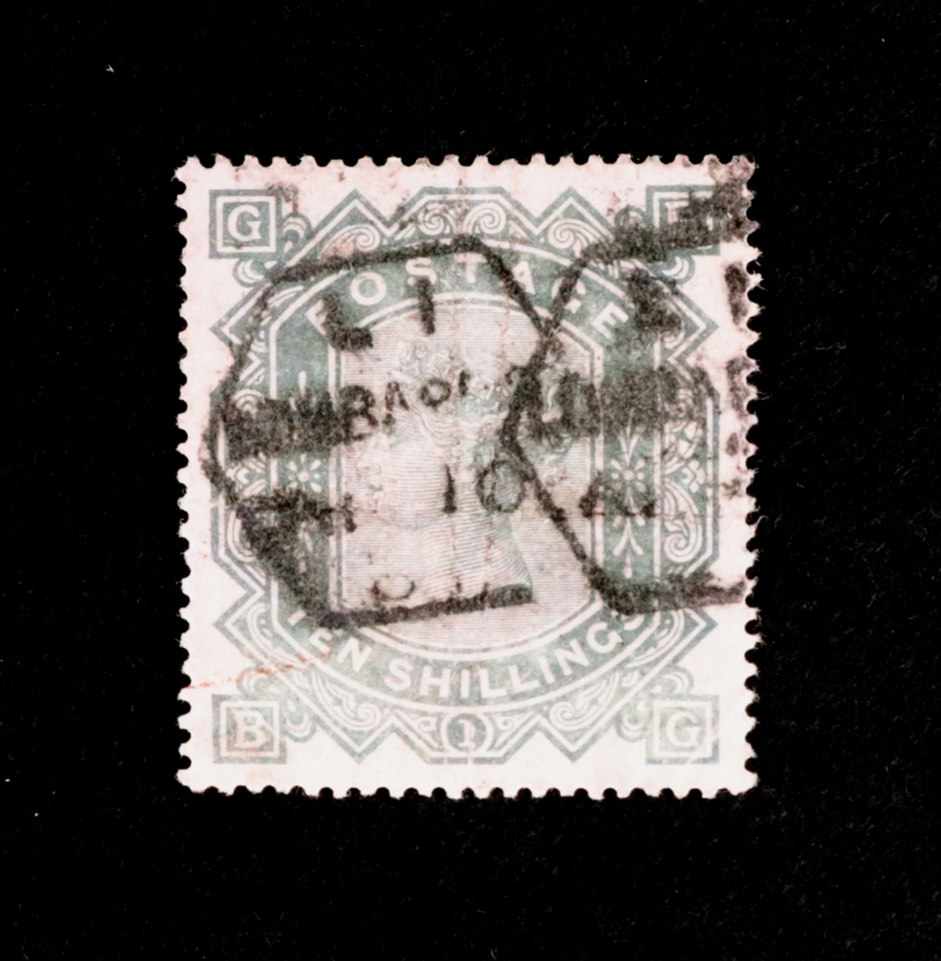 Great Britain; 1883 Queen Victoria 10/- grey green, used, wmk anchor, slight crease. - Image 2 of 2