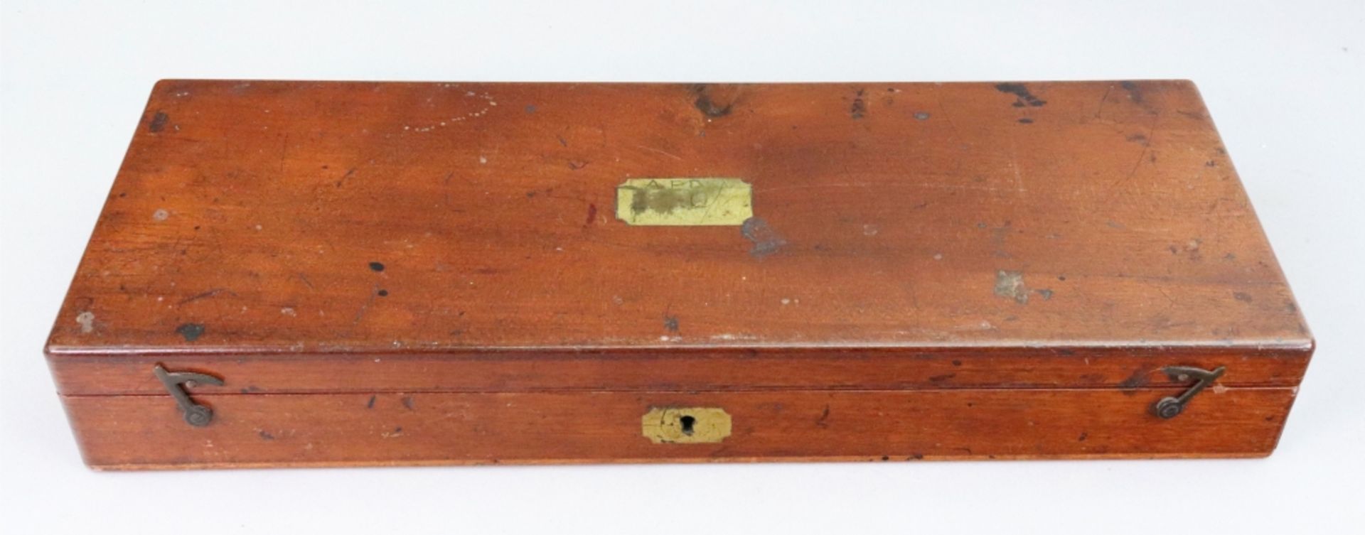 A Victorian rectangular mahogany case of drawing instruments,