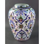 A Iznik style earthenware vase, late 19th/early 20th century,
