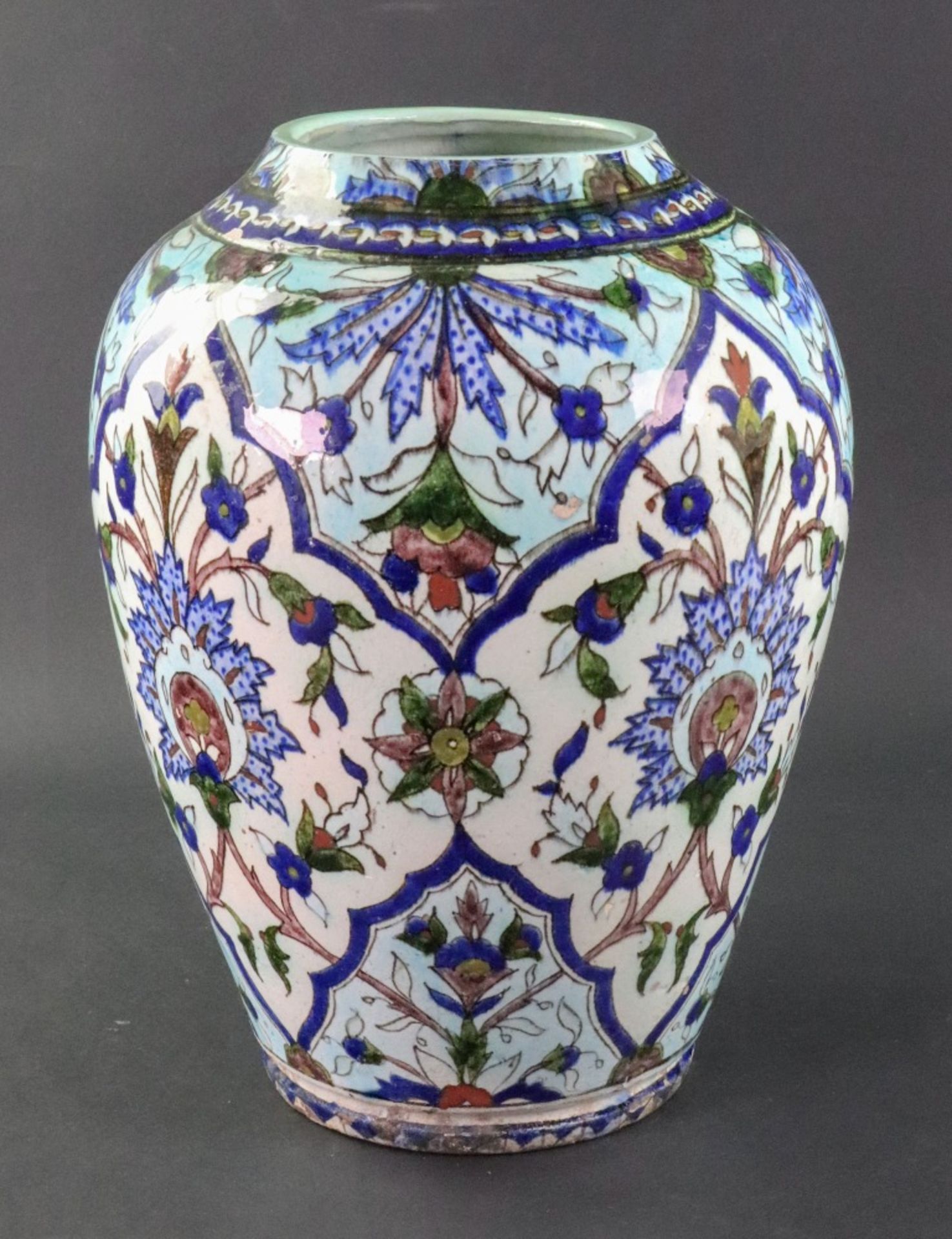 A Iznik style earthenware vase, late 19th/early 20th century,
