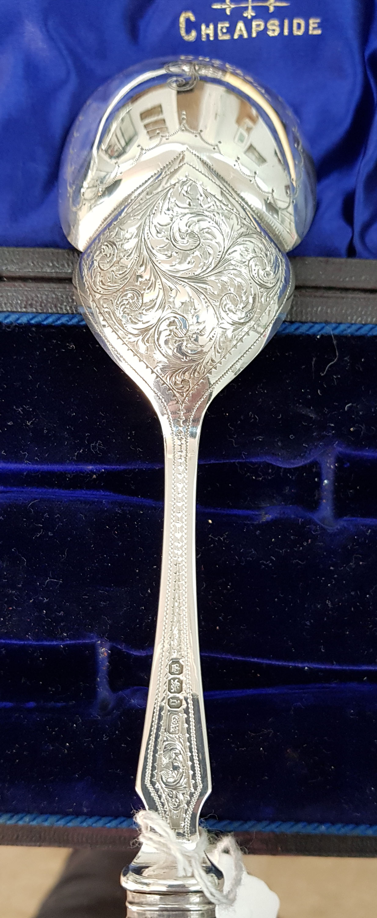 A cased pair of large late Victorian silver salad servers, Harrison Brothers & Howson, - Image 8 of 14