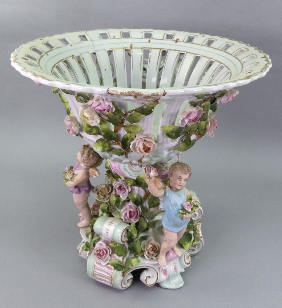 A Sitzendorf porcelain centre-piece, lat - Image 2 of 7