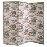 A French three-fold screen, late 19th ce